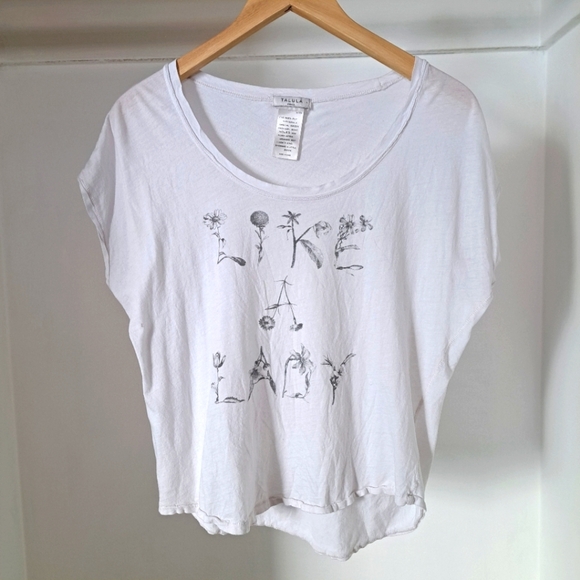 Talula | White light weight t shirt flower letters " like a lady" - Picture 1 of 7